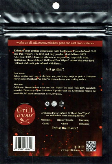 Grillicious SMOKIN' HICKORY Flavor-Infused Cooking Wipes® - Buy (3), shipping is FREE!